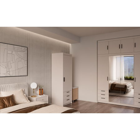 Wąska szafa z szufladami 60 cm jednodrzwiowa TRINO beżowa